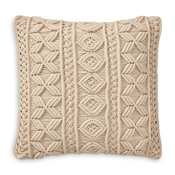 Ralph Lauren Meadow Macrame Sand Decorative Throw Pillow Cecily Collection